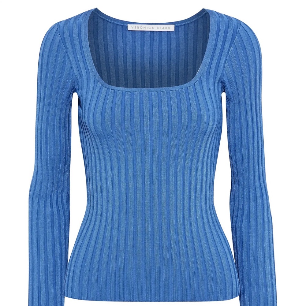 Veronica beard ribbed square neck long sleeve top